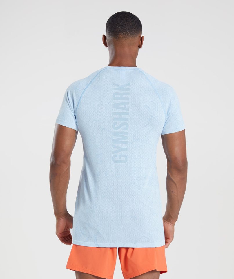 Men's Gymshark Geo Seamless T-Shirts Light Blue | NZ 4DUHKL